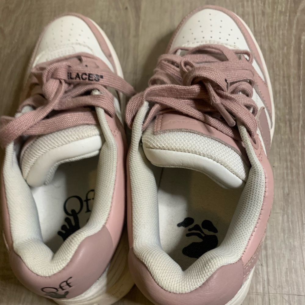 Off-White Women's Sneakers - White and Pink - Picture 4 of 7